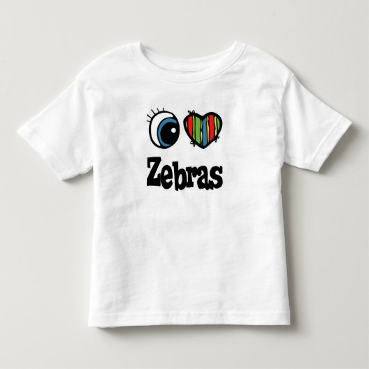 Ik hou van (hart) zebra's kinder shirts (Voorkant)