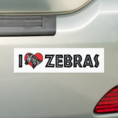 Ik hou van hart zebra's - Zebra liefhebber Bumpersticker (Op auto)
