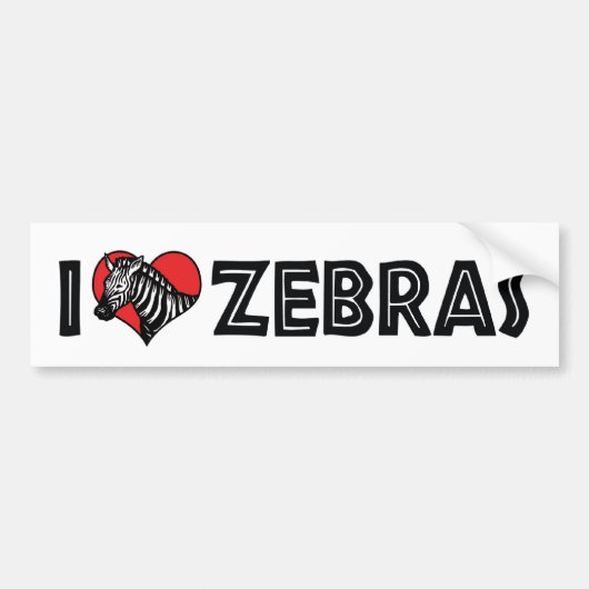 Ik hou van hart zebra's - Zebra liefhebber Bumpersticker (Voorkant)