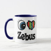 Ik hou van (hart) Zebus Mok (Links)