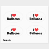 Ik hou van hartballonnen ovale sticker (Vel)