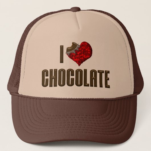 Ik hou van hartchocolade - chocoladereep liefhebbe trucker pet (Voorkant)