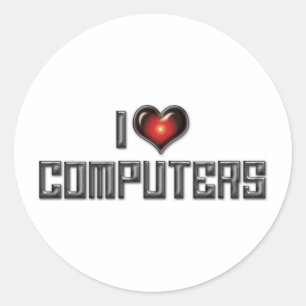 Ik hou van hartcomputers - Elektronica-liefhebber Ronde Sticker