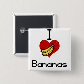 Ik hou van hartenbananen vierkante button 5,1 cm (Voorkant /achterkant)