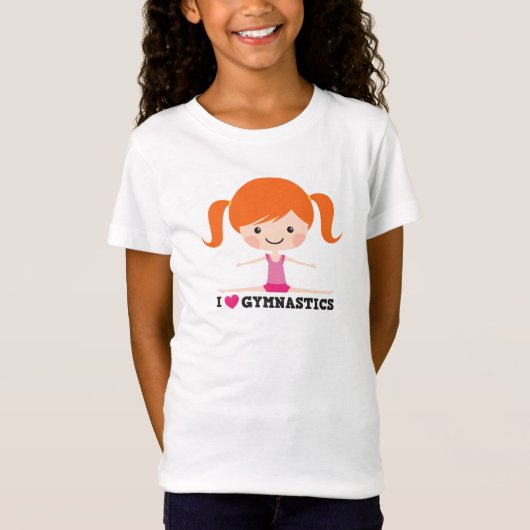 Ik hou van hartengymnastiek cartoon zijdelingse sc t-shirt (Voorkant)