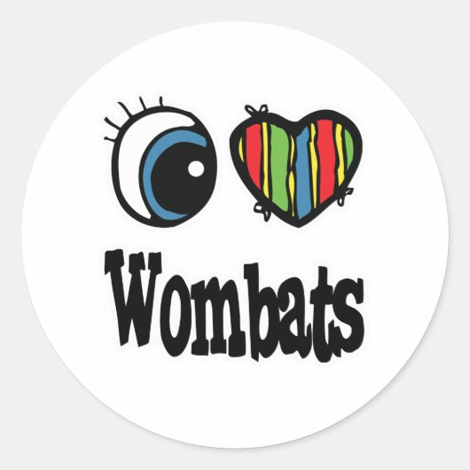 Ik hou van (Hartje) Wombats Ronde Sticker (Voorkant)