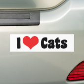 Ik hou van hartkatten - kattenliefhebber bumpersticker (Op auto)
