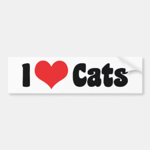 Ik hou van hartkatten - kattenliefhebber bumpersticker