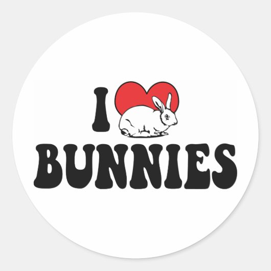 Ik hou van hartkonijn konijnen ronde sticker (Voorkant)