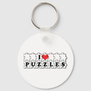 Ik hou van hartkruiswoordpuzzels - Puzzel liefhebb Sleutelhanger