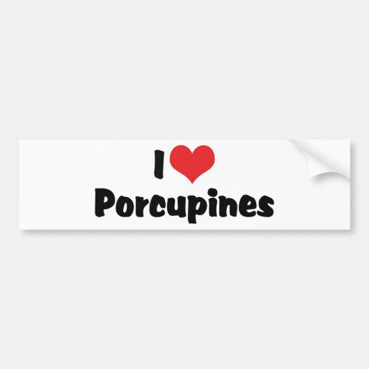 Ik hou van hartstekelvarkens bumpersticker (Voorkant)