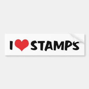 Ik hou van hartstempels - postzegelverzamelaar fil bumpersticker