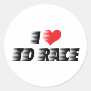 Ik hou van hartstochtelijk racen - Autoliefhebber Ronde Sticker