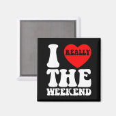Ik hou van hartweekend grappige camping koppel cad magneet (Voorkant / Achterkant)