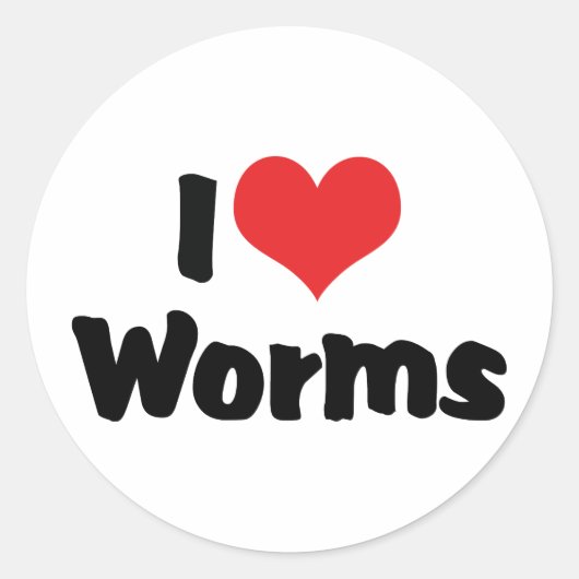 Ik hou van hartwormen ronde sticker (Voorkant)
