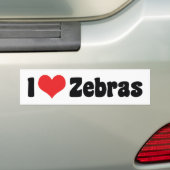 Ik hou van hartzebras - Zebra liefhebber Bumpersticker (Op auto)