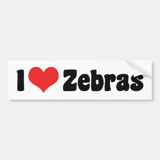 Ik hou van hartzebras - Zebra liefhebber Bumpersticker (Voorkant)