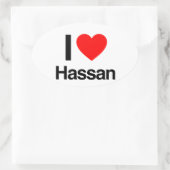 ik hou van hassan ovale sticker (Tas)
