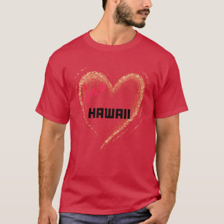 Ik hou van Hawaii Gouden Hart T-shirt