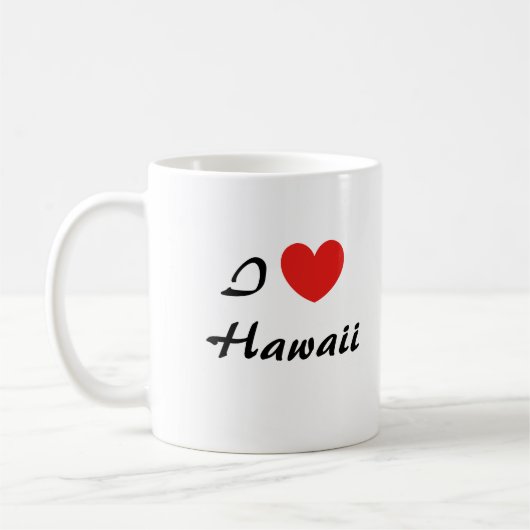 Ik hou van Hawaii Heart Typography Coffee Mok (Links)