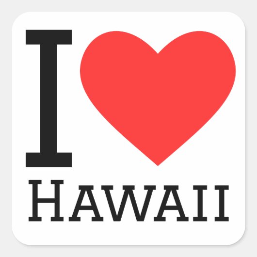 Ik hou van Hawaii Vierkante Sticker (Voorkant)