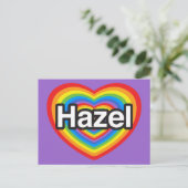 Ik hou van Hazel. Ik hou van je Hazel. Hart Briefkaart (Staand voorkant)