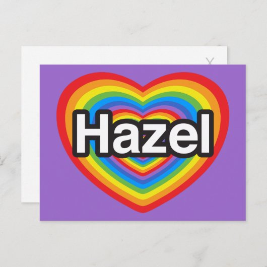 Ik hou van Hazel. Ik hou van je Hazel. Hart Briefkaart (Voorkant / Achterkant)