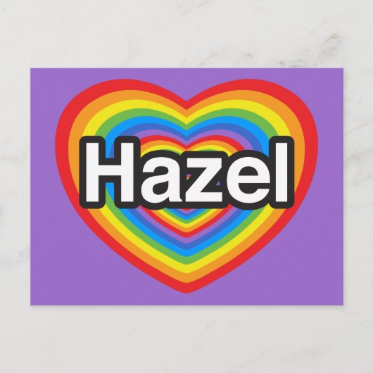 Ik hou van Hazel. Ik hou van je Hazel. Hart Briefkaart (Voorkant)