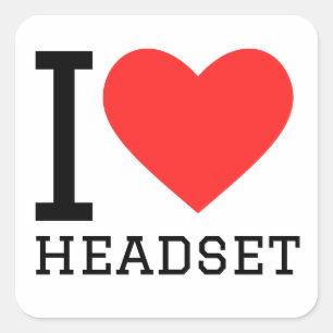 Ik hou van headset vierkante sticker