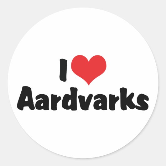 Ik hou van Heart Aardvarks Ronde Sticker (Voorkant)