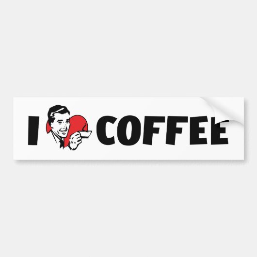 Ik hou van Heart Coffee - Java cafeïne liefhebber Bumpersticker (Voorkant)