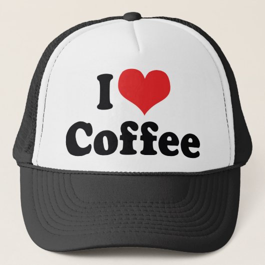 Ik hou van Heart Coffee - Java cafeïne liefhebber Trucker Pet (Voorkant)