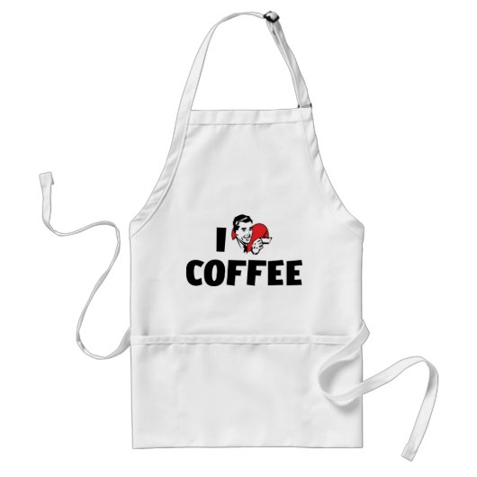 Ik hou van Heart Coffee - Java Caffeïne Liefhebber Standaard Schort (Voorkant)