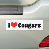 Ik hou van Heart Cougars Bumpersticker (Op auto)