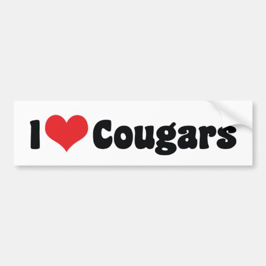 Ik hou van Heart Cougars Bumpersticker (Voorkant)