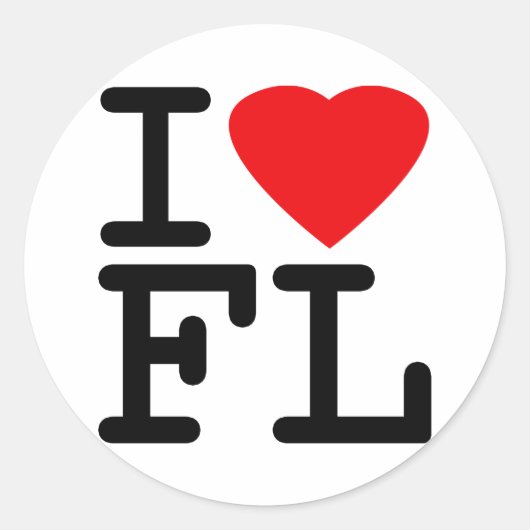 Ik hou van Heart Florida Ronde Sticker (Voorkant)