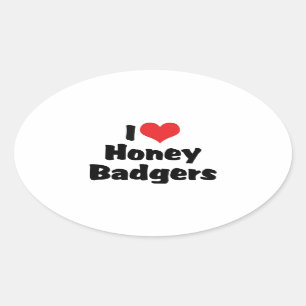 Ik hou van Heart Honey Badgers Ovale Sticker