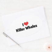 Ik hou van Heart Killer Whales Ovale Sticker (Envelop)