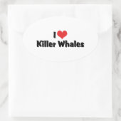 Ik hou van Heart Killer Whales Ovale Sticker (Tas)