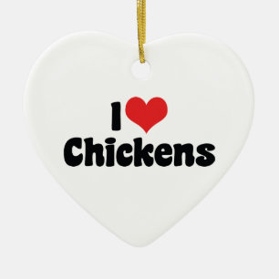 Ik hou van Heart Kippen - Kip Liefhebber Keramisch Ornament