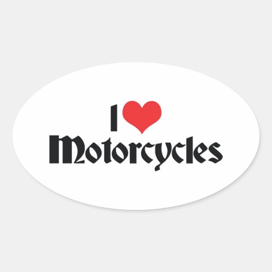 Ik hou van Heart-motorfietsen Ovale Sticker (Voorkant)