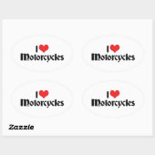 Ik hou van Heart-motorfietsen Ovale Sticker (Vel)