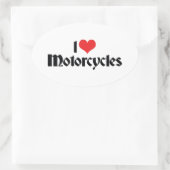 Ik hou van Heart-motorfietsen Ovale Sticker (Tas)