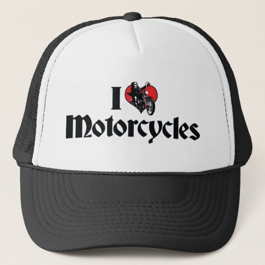 Ik hou van Heart-motorfietsen Trucker Pet (Voorkant)