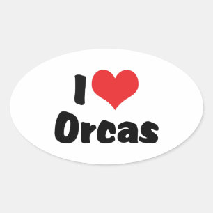 Ik hou van Heart Orcas - Moordenaarwalvisliefhebbe Ovale Sticker