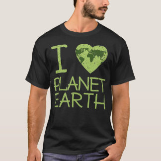 Ik hou van Heart Planet Earth Wereldbol T-shirt