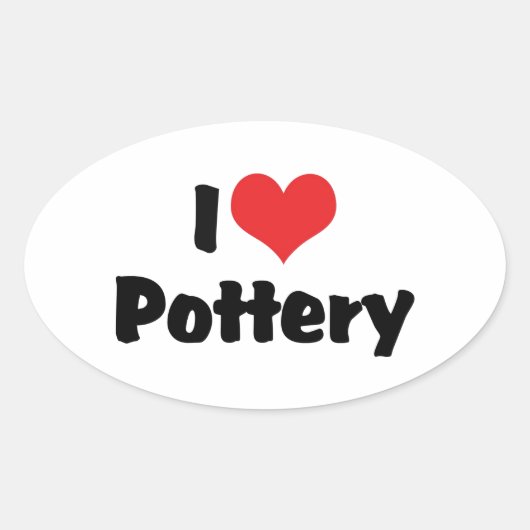 Ik hou van Heart Pottery - Klei liefhebber Ovale Sticker (Voorkant)