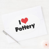 Ik hou van Heart Pottery - Klei liefhebber Ovale Sticker (Envelop)