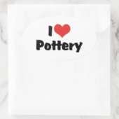 Ik hou van Heart Pottery - Klei liefhebber Ovale Sticker (Tas)