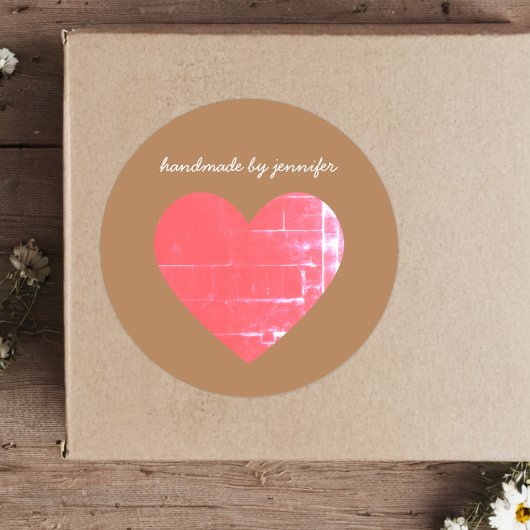 Ik hou van Heart Red Handmade by Name Gepersonalis Ronde Sticker